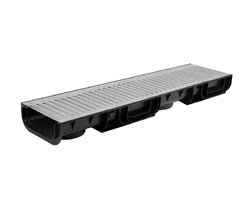 Лоток Ecoteck STANDART 200.96 h100 с решеткой стальной штампованной кл.А15 (черный)