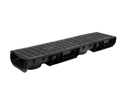 Лоток Ecoteck STANDART 200.96 h100 с решеткой чугунной щелевой C250 (черный)