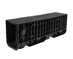 Лоток Ecoteck STANDART 200.326 h333 с решеткой чугунной щелевой C250 (черный)