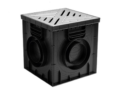 Дождеприемник L пластиковый 300х300 в сборе с решеткой стальной, кл. А15 (черный)